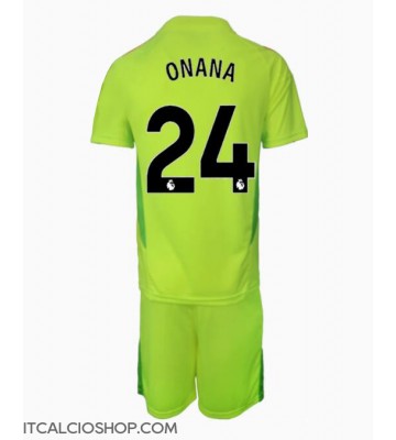 Manchester United Andre Onana #24 Portiere Seconda Maglia Bambino 2024-25 Manica Corta (+ Pantaloni corti)